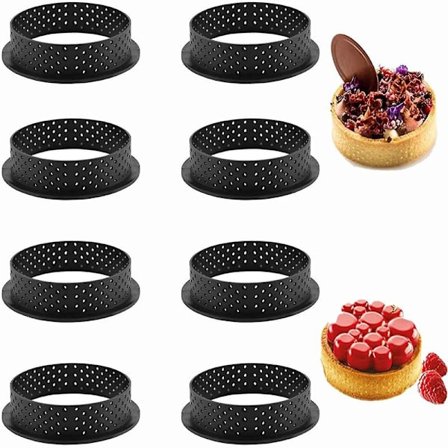 8 stk. Kageforme, Tærtering Rund Form Mousse Cirkel, non-stick