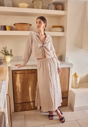 Bubbleroom - Structured Maxi Skirt - Nougat - Kläder