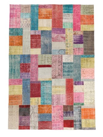 Hand Knotted Patchwork Rug 234X345 Dark Grey/Red