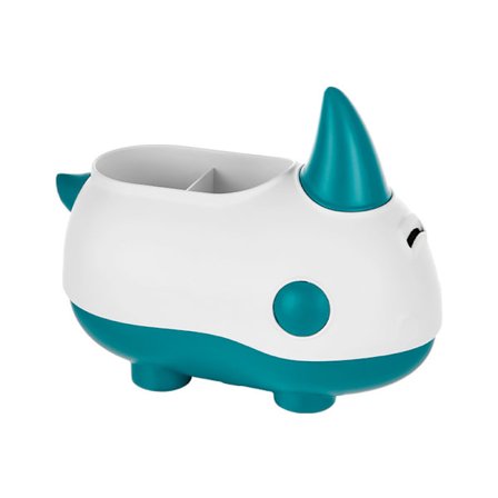 Pennställ för barn, skrivbordsarrangör med spargris, söt noshörnings skrivbordsarrangör förvaring