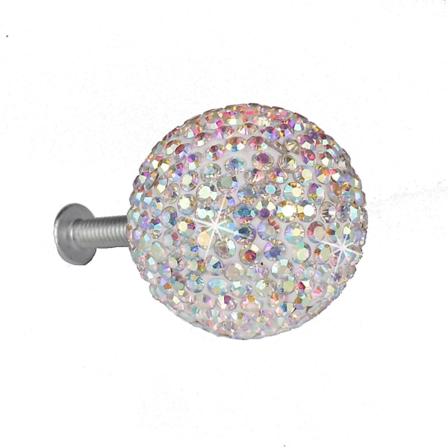 6stk 30mm Krystallhåndtak Skap Garderobehåndtak Skuff Universal Diamond Ball Håndtak AB Color