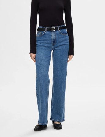 Selected Slfalice Hw Wide Long Wing Blu Jean Noos - Blue - 26 x 32
