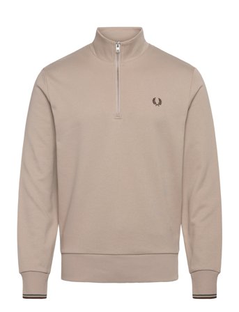 Fred Perry Half Zip Sweatshirt - Beige - S