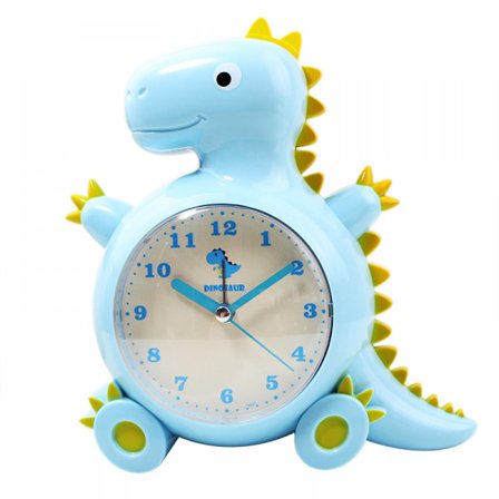 SAYTAY Barneklokke, Tegneserie Vekkerklokke Dinosaurklokke Nattlampe, Student Barn Hjeminnredning Skrivebordsklokke (Himmelsblå)