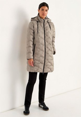 Cellbes of Sweden - Jakke med hette i mørk beige for damer i størrelse 58/60