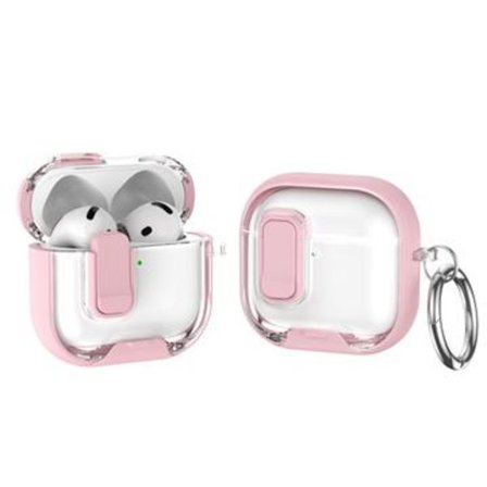 AirPods 4 skyddande hybridfodral med lås och krok - rosa /...