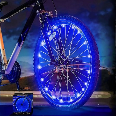 Sininen pyöränvanteiden valo, kaksi tilaa aina päällä + vilkkuva MTB LED-puolavalo, pyöränvalon johto kuumilla pyörillä, filamentin pituus 2 m (1 