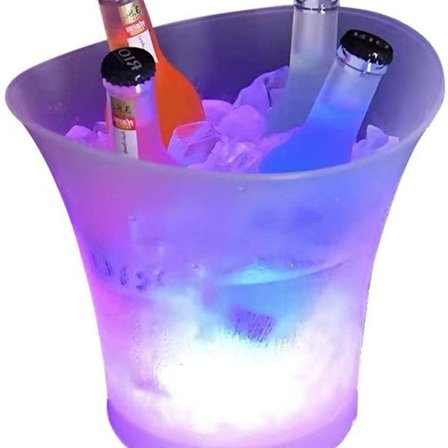 LED isbøtte, 5L stor kapasitet flaskekjøler champagne