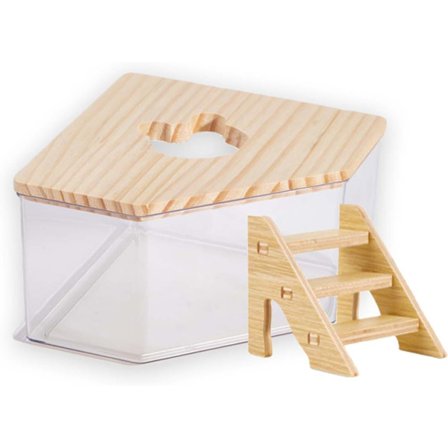 Sandbadslåda för Hamster, Transparent Pentagon Grävbehållare med Stege – Stort Dammbad & Lek-sandlåda för Hamsterbursaccessoar