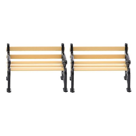 2 st Miniatyrhus Bänk Miniatyr Möbler Park Stol Trädgård Byn Uteplats Bänk (svart)