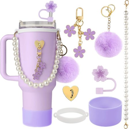 Stanley Cup -tarvikesarja helmiketjulla, kukkamuotoisella pillillä ja tupsulla