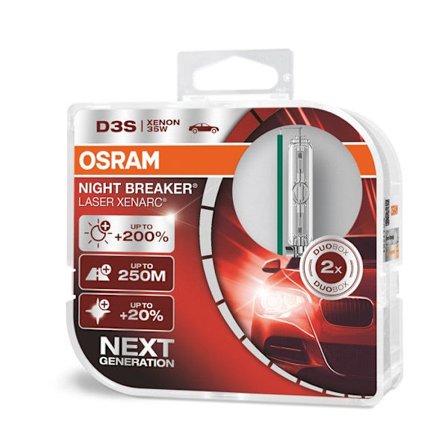 Sats med 2 xenon billampor Osram XENARC NIGHT BREAKER LASER D3S 220 % 66340XNN-HCB