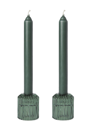 MANO ATELIER Gåvoset låg ljusstake och ljus, 2-pack Ljus & ljusstakar Grön ONESIZE