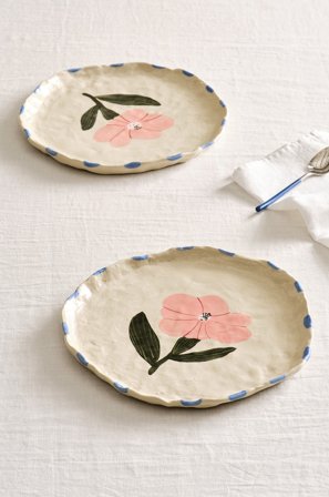 Jotex - Tallerken 2-pakke ø 25 Cm Naturvit/multi - BOTANIC - Kjøp Tallerkener hos Jotex