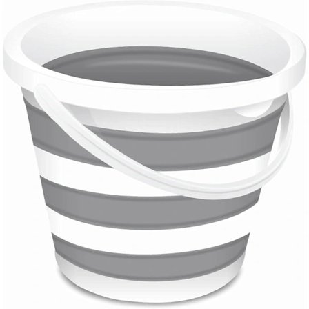 Sammenleggbar bøtte 10L | Stor sammenleggbar bøtte, bærbar vannbøtte for fiske, camping, vask, strand - 10 liter (grå)