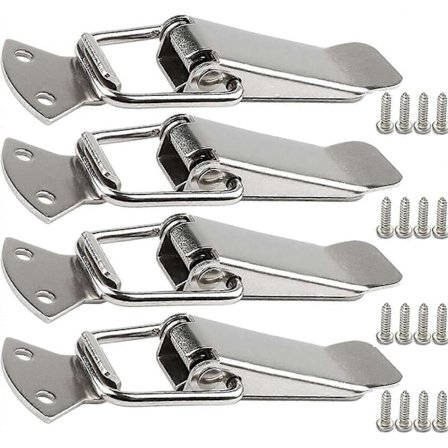 Ruostumattomasta teräksestä valmistettu kiristyslukko ruuveilla, 56 mm vipulukko, jousisalpa, kiinnitysklipsi, laatikon kiinnike, työkalulaatikon 