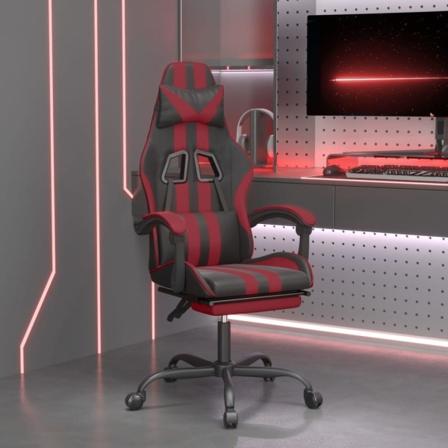 Snurrbar Gamingstol Med Fotstöd Svart Och Röd Konstläder Röd