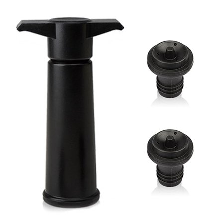 Vakuumflaskproppar svart pump med vinsparproppar håller vinet fräscht,svart pump + 2 proppar