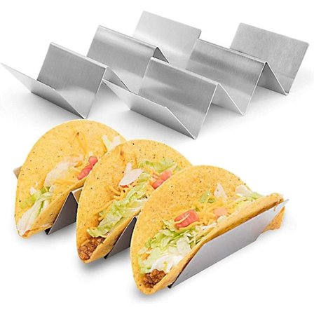 Ensiluokkainen taco-teline, ruostumattomasta teräksestä valmistettu taco-teline, 2 kpl, taco-telineteline, taco-telineteline