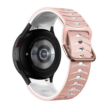 Samsung Galaxy Watch 5 / 5 Pro / 4 klockarmband i silikon med böjd linje - Rosa / Vit