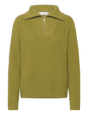 Slfbloomie Ls Knit Half Zip Noos Green Selected
