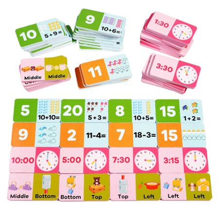 Additionsspel: Pedagogisk matteleksak i trä med tidskonceptövningar och interaktiva element för åldrarna 6-8(h)