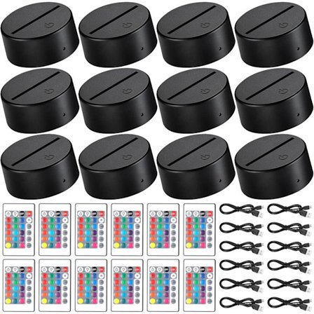 12 set 3D natt LED-ljuslampbas 16 färger LED-ljusdisplay