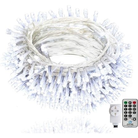 100m udendørs lyskæde med fjernbetjening og 8 tilstandstimer til påskehjem soveværelse have - hvid