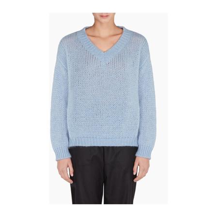 Roberto Collina, V-neck Knitwear Blauw, Dames, Maat:S