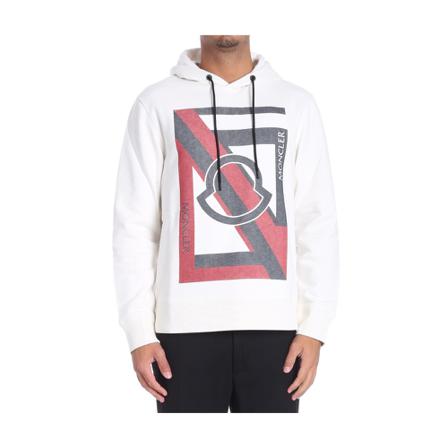Moncler, Craig Logo Hoodie Biały, Mężczyzna, Rozmiar: M
