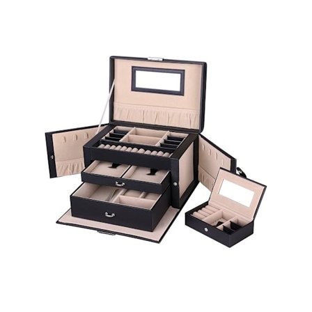 UNIQ XL Jewelry Box - 20 Rum (Svart Läder)