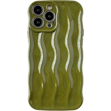 Caseative Skal för iPhone 13 Pro Max, Vattenvågsmönster Krullig Våg Ram Mjukt Kompatibelt med iPhone Skal (Grön, iPhone 13 Pro Max)