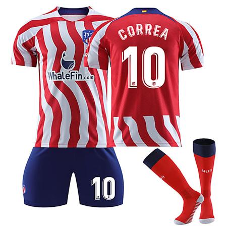 22/23 Ny Sæson Hjem Club Atlético de Madrid CORREA Nr 10 Børnetrøje Barn-16