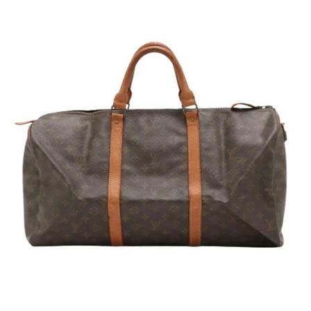 Louis Vuitton Vintage Pre-owned Jased Canvas Keepall Tas , Bruin , Dames , Maat: ONE Size Vintage Tassen