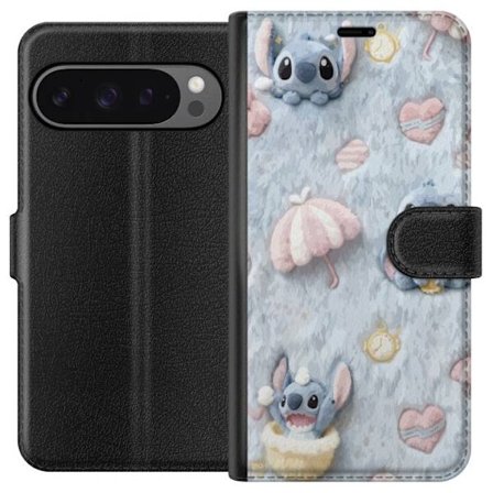 Yhteensopiva Lompakkokotelo Google Pixel 9 Pro XL Pisto kuvioita sydämillä, sateenvarjoilla ja pastellin värisellä pehmeällä taustalla