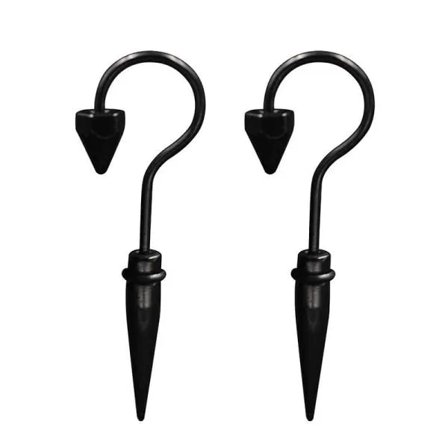 Lange dinglende svarte hornklo-øreringer i rustfritt stål for menn og kvinner, skruknepping, 2 stk