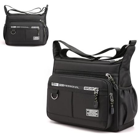Crossbody-väska för män Messenger-väska med flera fack Casual Business Messenger-väska Ryggsäck Enkel axelväska Tygväska för utomhusbruk, svart