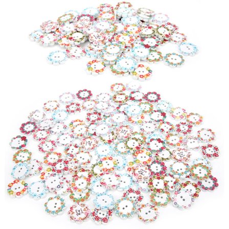 200 st målade träknappar blandade plommonmönster för sömnad barn tröja hantverk