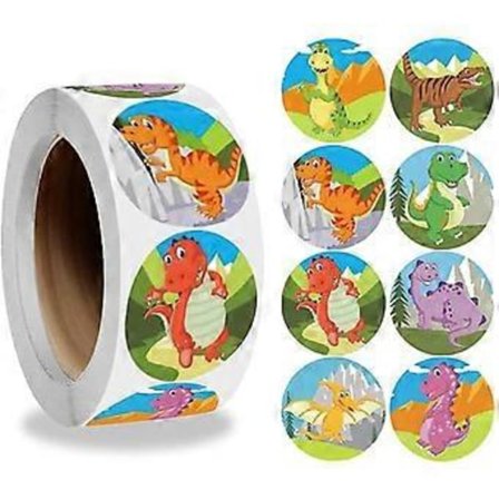 500 stk. Tegnefilm Dinosaur Stickers Rulle, 8 Levende Designs Dino Belønnings Stickers Dyr Stempel Etiket til Lærer Klasseværelse DIY Håndværk 