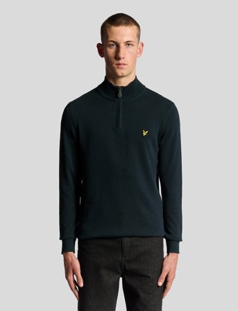 Lyle & Scott Cotton Quarter Zip Jumper - Navy - L