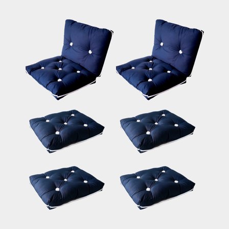 Bådhynder med kapok Moory, 45 x 38 x 8 cm / 45 x 76 x 8 cm, marineblå, enkel, pakke med 4 enkel + 2 dobbelt