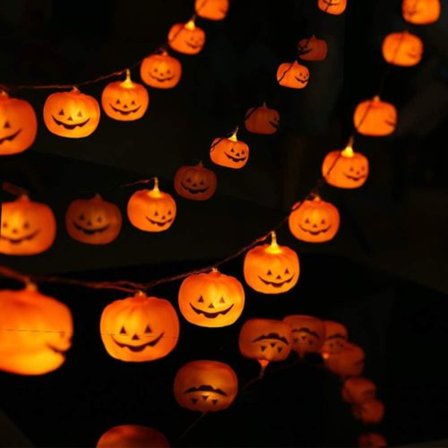 Halloween-fe-lampor, pumpa-fe-lampor, batteridrivna, 30 LED