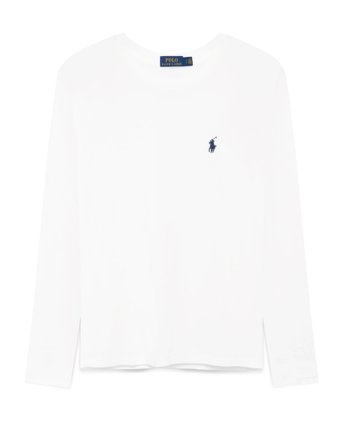 Polo Ralph Lauren Long-Sleeve Jersey Crewneck Tee - White - S