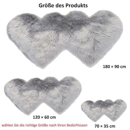 Hjerte højpile tæppe Shaggy tæppe Fluffy imiteret pels tæppe plys hyggeligt blødt luksuriøst boligindretning