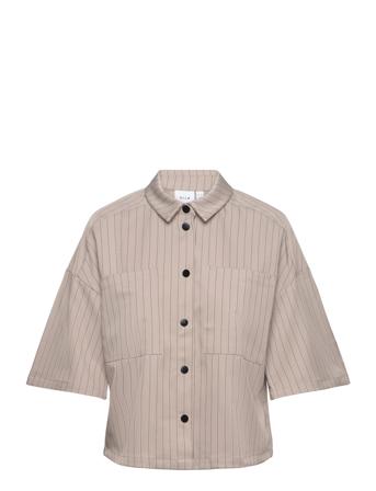 Vimarlo 2/4 Shirt #7 Kortermet Skjorte Beige Vila*Betinget Tilbud