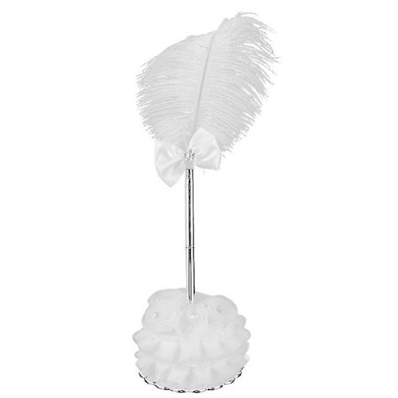 Fjærpenn med Stativ Bryllup Brud Gjest Signering Penn med Base