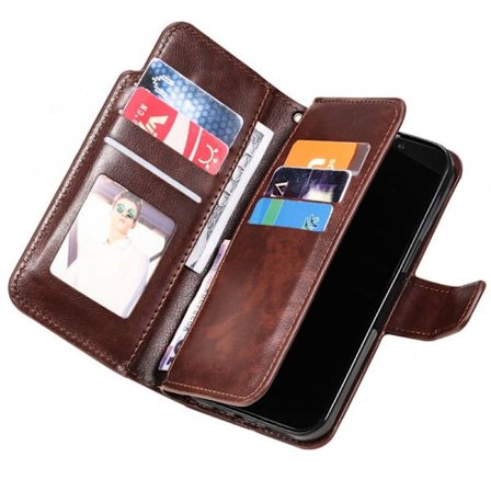 iPhone 15 Pro Praktisk Plånboksfodral med 12-Fack Array V4 - Brun