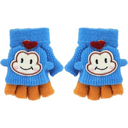 Baby Toddler Strikket Konvertible Fingerløse Hansker Tegneserie Varme Flip Top Hansker Votter Super Myke Vindtette Kuldebestandige Utendørs Hansker