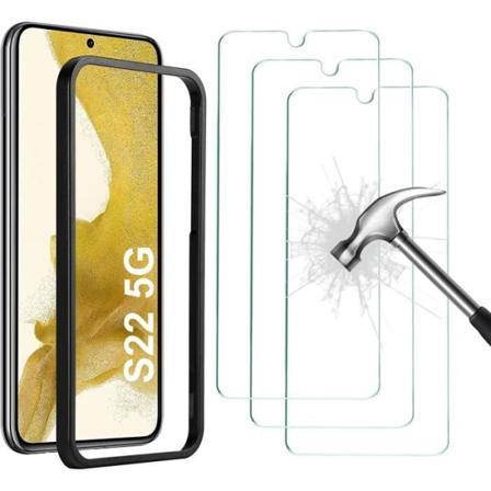 Sæt med 3, hærdet glas kompatibelt med Samsung Galaxy S22 5G, ultra-resistent luftboblefri skærmbeskytter, HD Ultr[1564]
