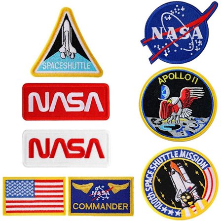 8 stk. NASA 100th Space Shuttle Military Mission Logo strygemærker